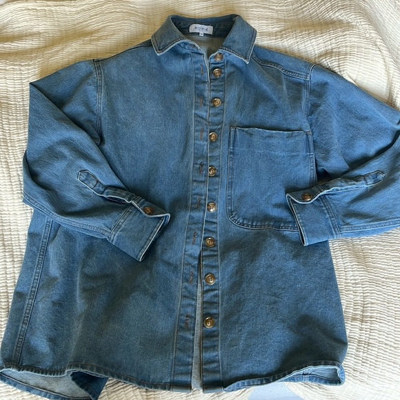NWOT Rowie The Label Organic Cotton Denim Jacket Top - Picture 4 of 6